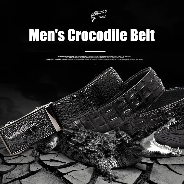 Cinturón De Piel De Cocodrilo Para Hombre