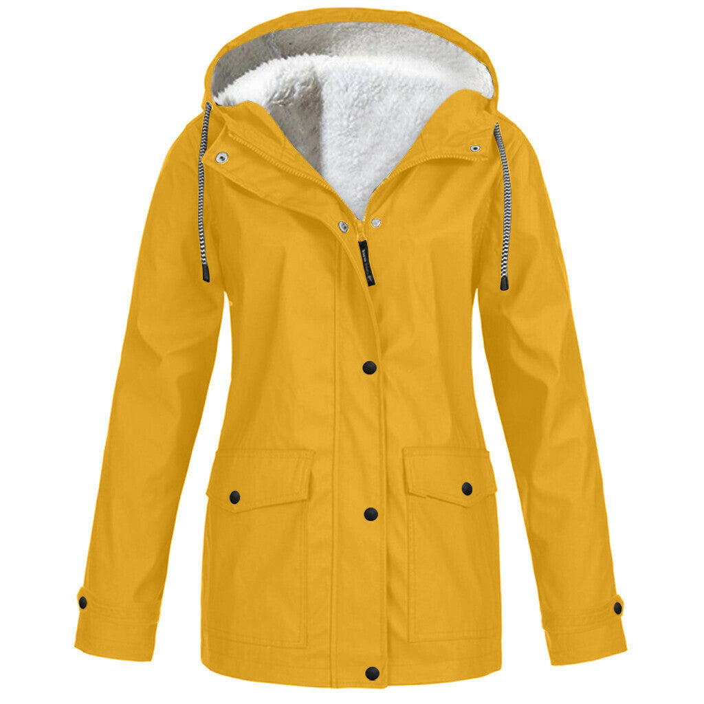 Chaqueta Con Capucha De Lana A Prueba De Viento Impermeable Casual Para Mujer