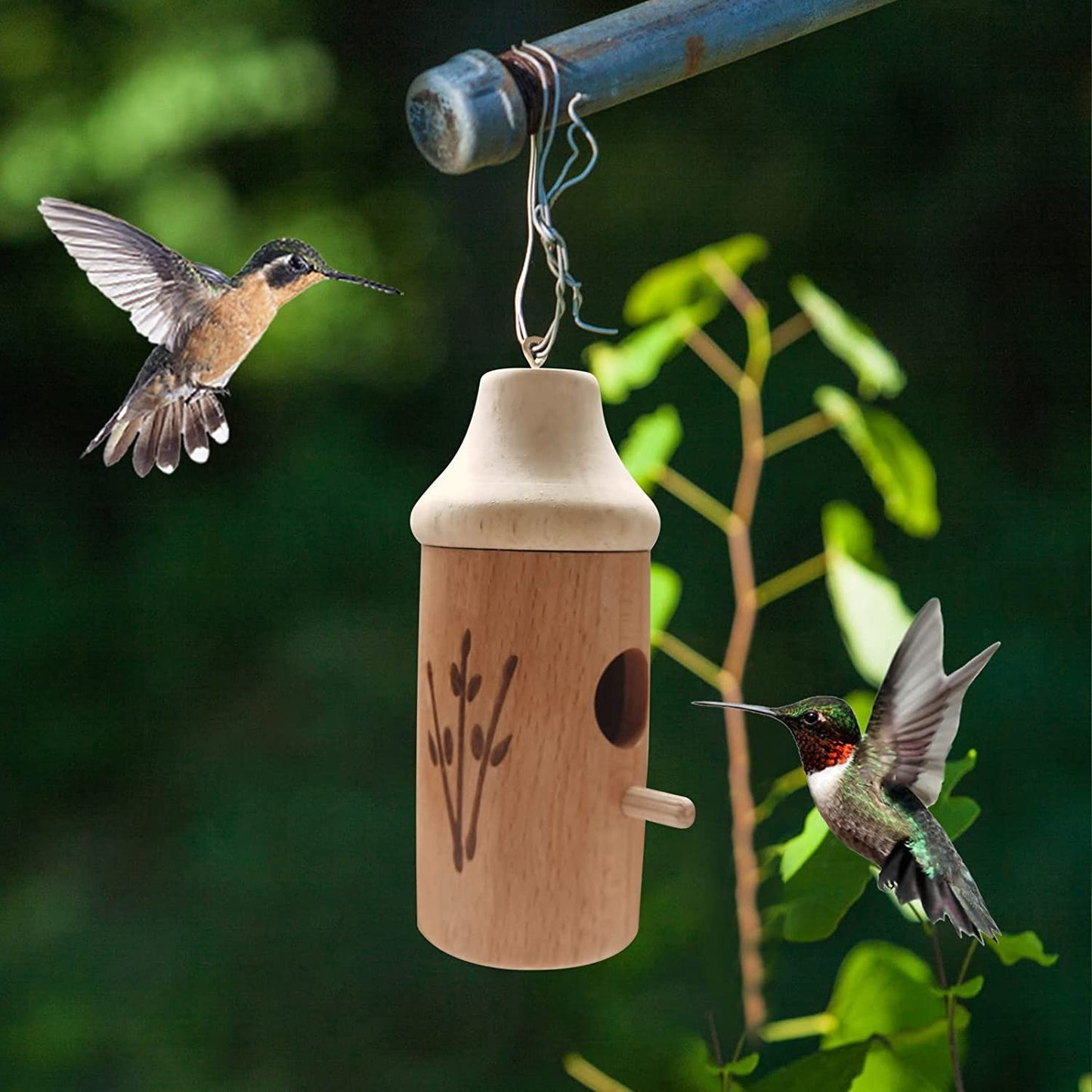 💕Casa De Colibrí De Madera-Regalo Para Amantes De La Naturaleza