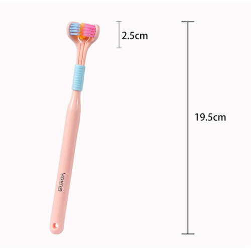 (Limpieza + Protector Bucal) Cepillo De Dientes De Tres Caras Con Cerdas Suaves Macaron