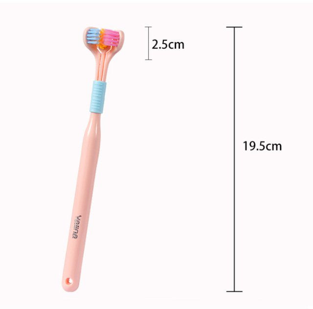 (Limpieza + Protector Bucal) Cepillo De Dientes De Tres Caras Con Cerdas Suaves Macaron
