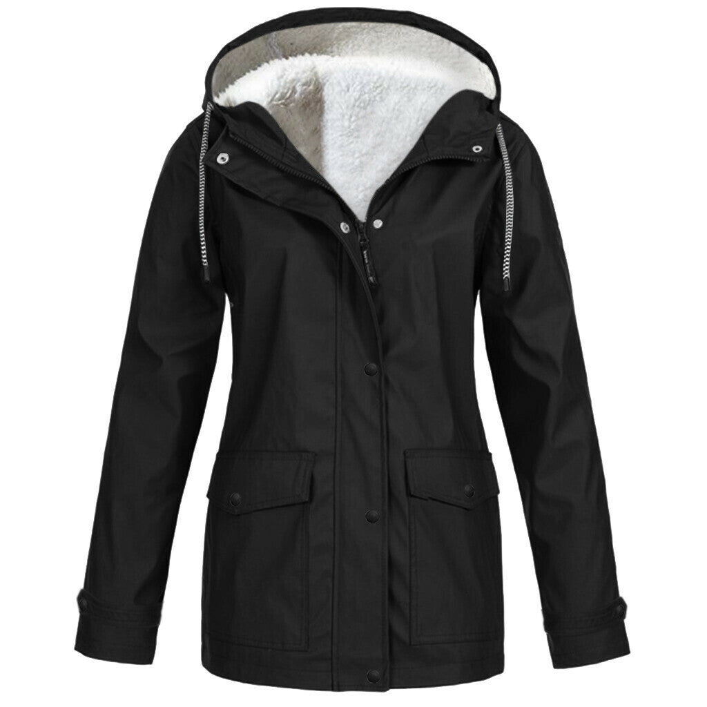 Chaqueta Con Capucha De Lana A Prueba De Viento Impermeable Casual Para Mujer