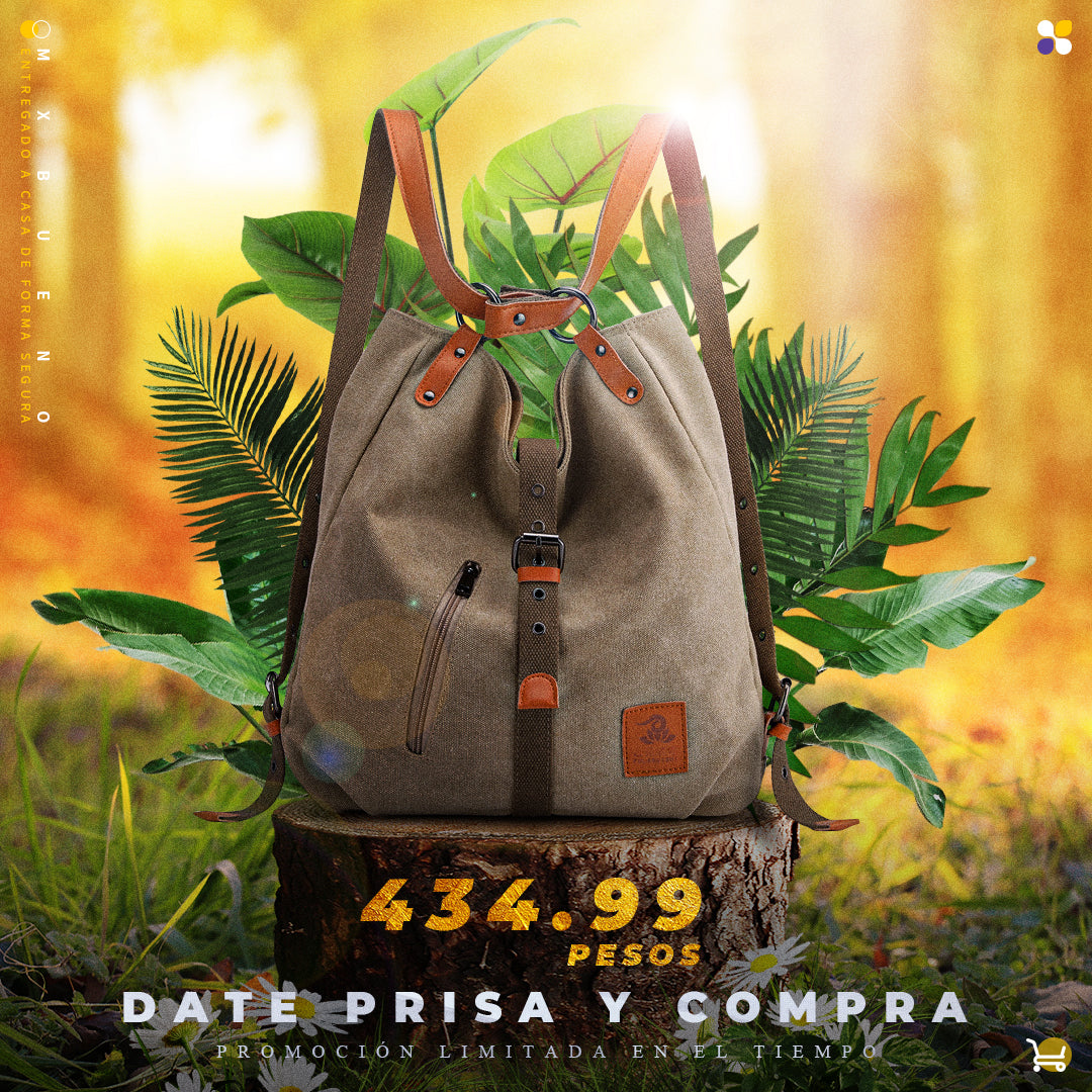 2021 Estilo Bolsos De Las Mujeres 2-en-1 Mochila Lona Mochila-hombro Bolsa