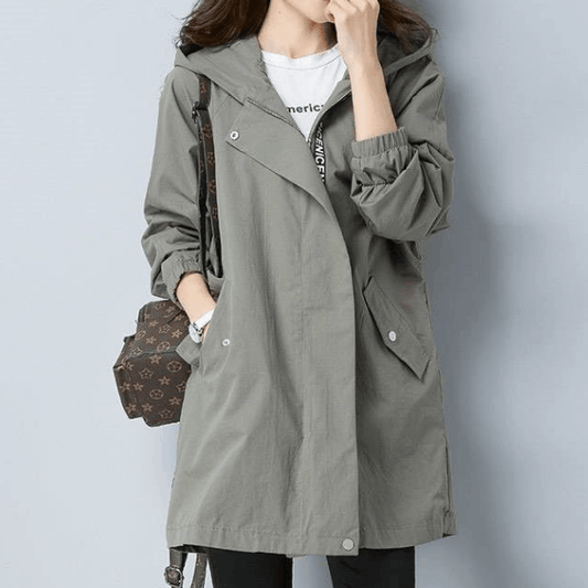 Cortavientos Informal Con Capucha Para Mujer