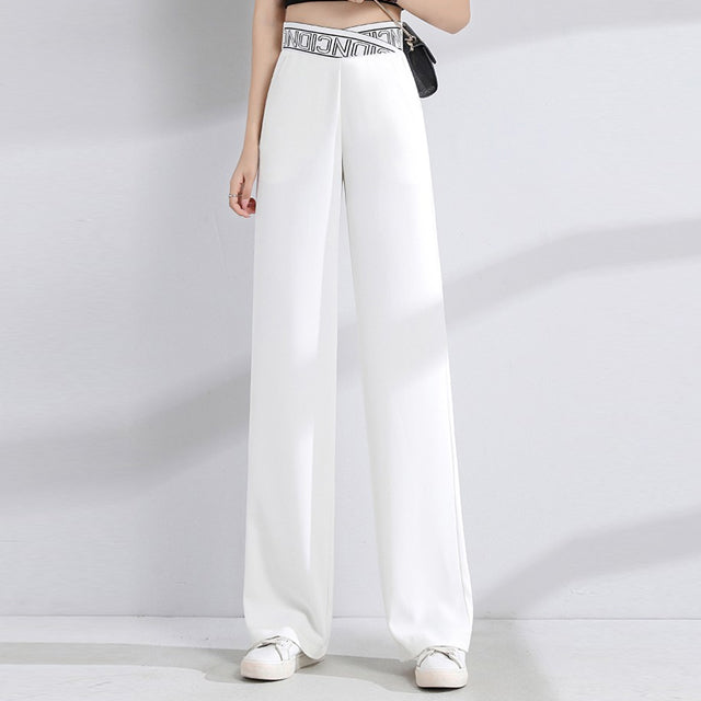 Pantalones De Pierna Ancha De Seda De Hielo De Cintura Delgada