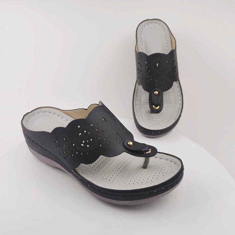 Chanclas ahuecadas Sandalias de cuñas de playa festivas - MXbueno