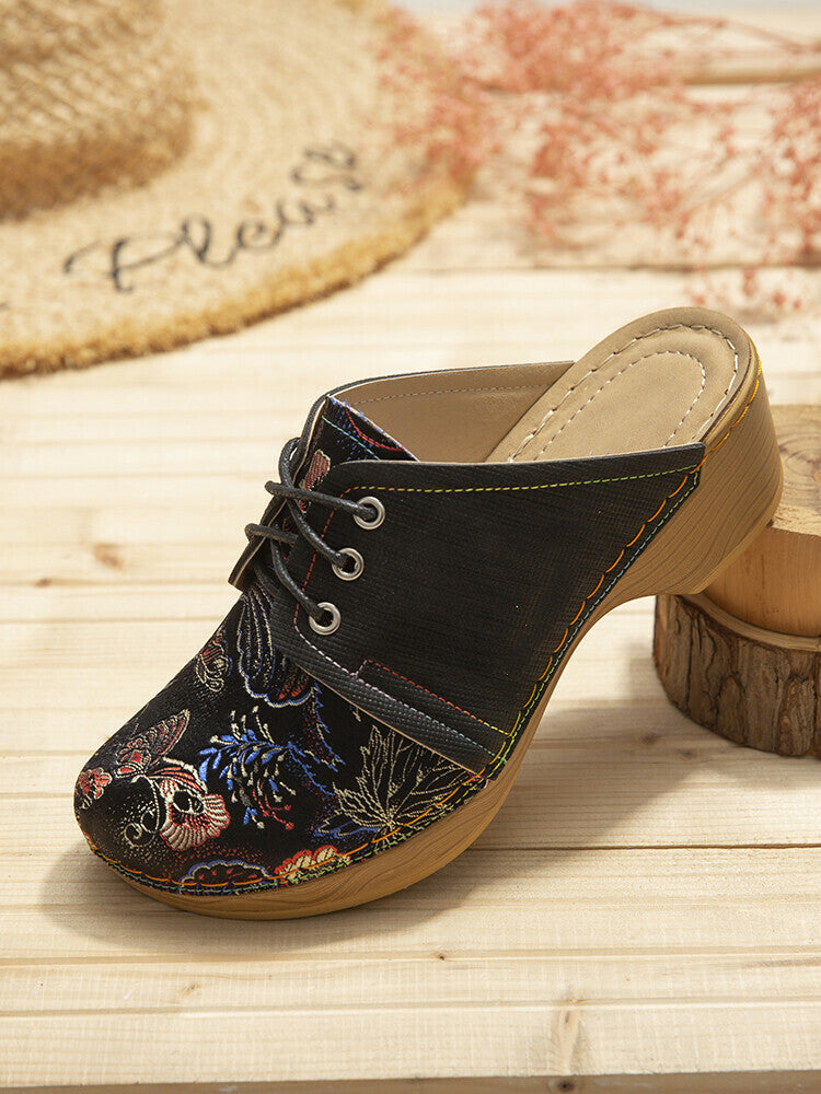 Sandalias Sin Cordones Premium Con Cordones Florales Retro