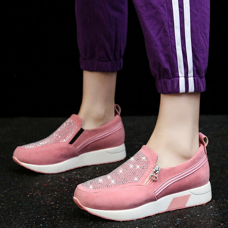 Zapatillas Ortopédicas De Cuña Con Cremallera Lateral Ahuecada Para Mujer