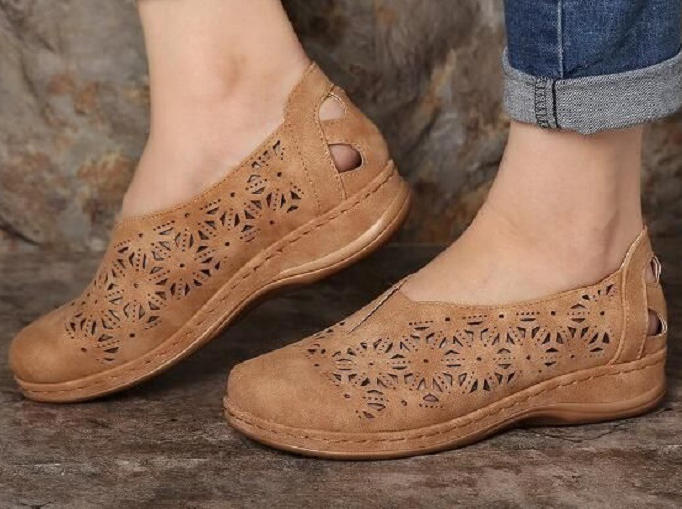 Zapatos de mujer elásticos y cómodos de piel sintética