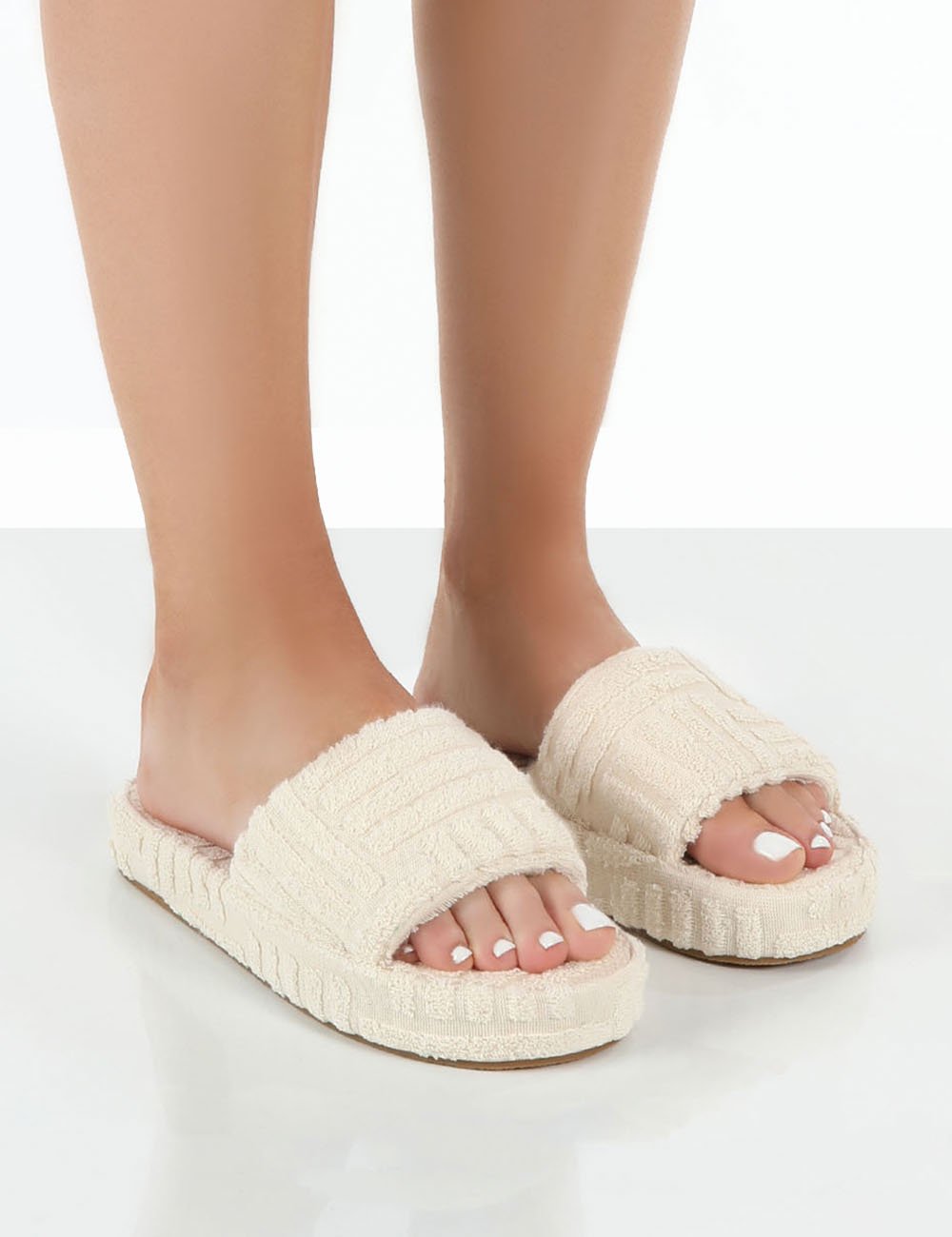 Pantuflas De Piel Cálida Con Suela Gruesa