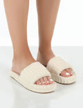 Pantuflas De Piel Cálida Con Suela Gruesa