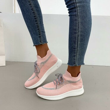 Nuevas zapatillas de deporte tejidas con cordones para mujer