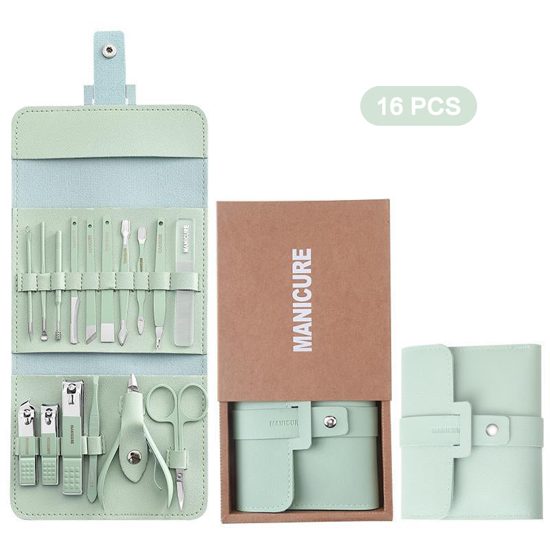 12-16 Piezas / Juego De Cortaúñas Con Bolsa Plegable Kit De Cortaúñas Tijeras Maquillaje Herramientas De Belleza