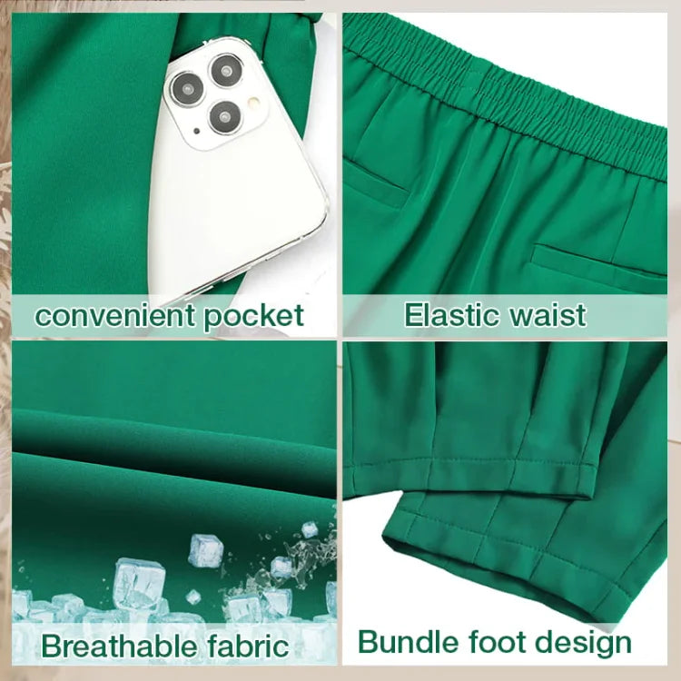 [W-Ropa] Pantalones Rectos De Enfriamiento Casual Para Mujer