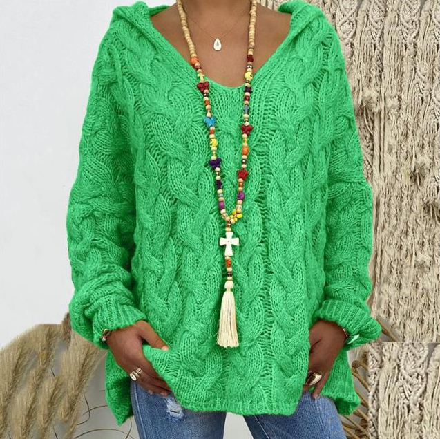 ¡Wow! 🔥2020 Hot Sale🔥Suéter con capucha de punto trenzado de color sólido - MXbueno