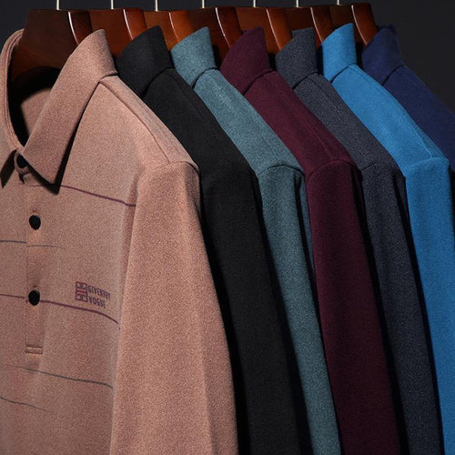 Camiseta de terciopelo de doble cara con bordado a rayas de manga larga para hombre - MXbueno