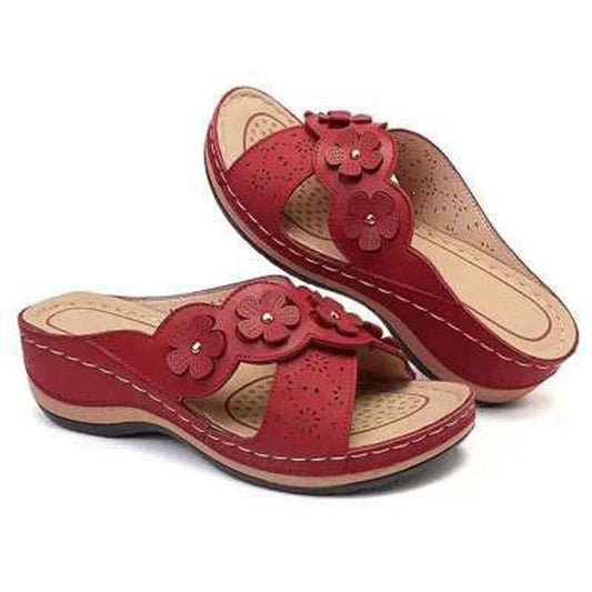 Sandalias de cuña de tobillo florales romanas de nueva moda 2021