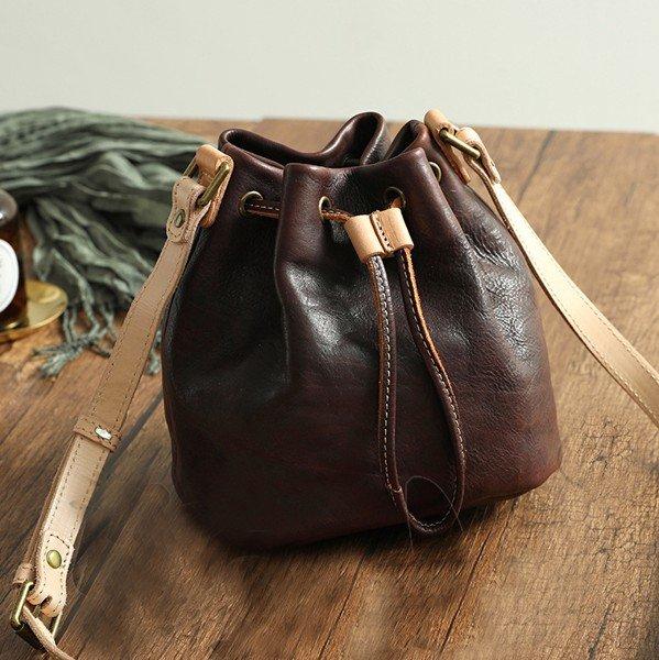 Bolso De Piel Reefed Bucket Vintage Style Elegance