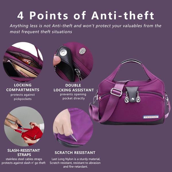 Moda de mujer impermeable nylon bolsa antirrobo multifuncional bolso