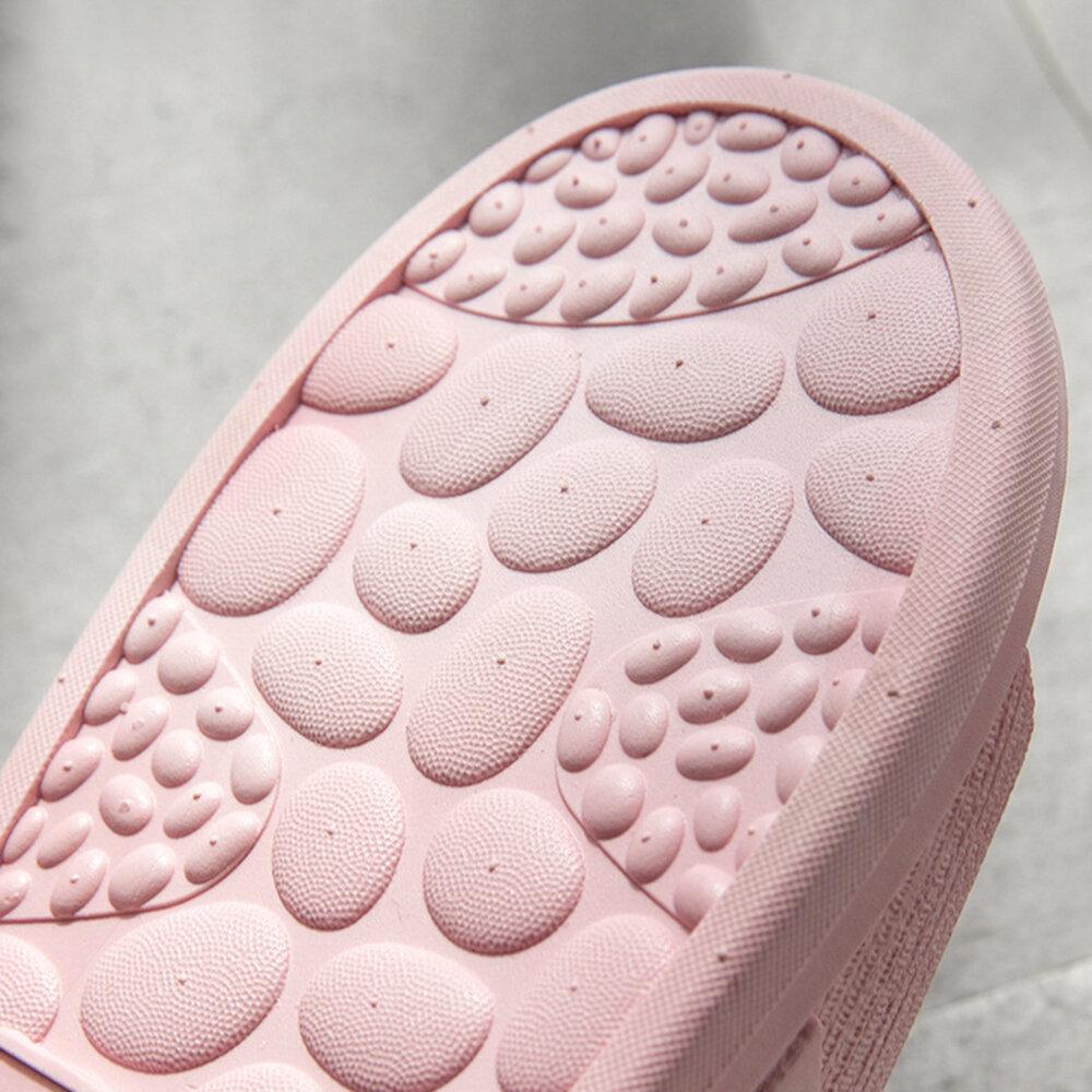 Mujer Cuarto de baño Masaje Acupoint Sole Color sólido Plano zapatillas