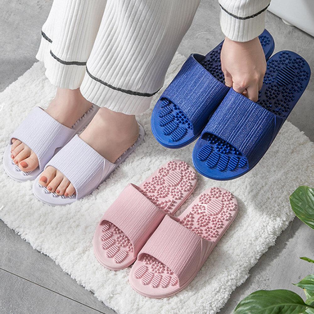 Mujer Cuarto de baño Masaje Acupoint Sole Color sólido Plano zapatillas