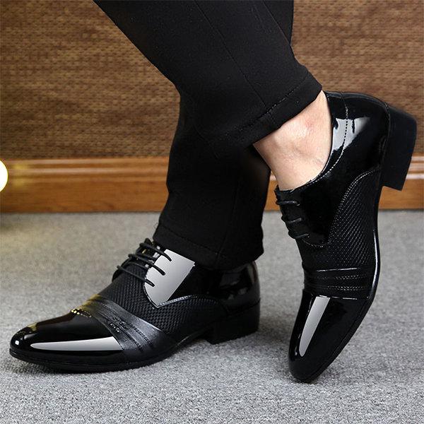 Zapatos blucher formales con detalle de cuadro de puntera puntiaguda con cordones para hombres