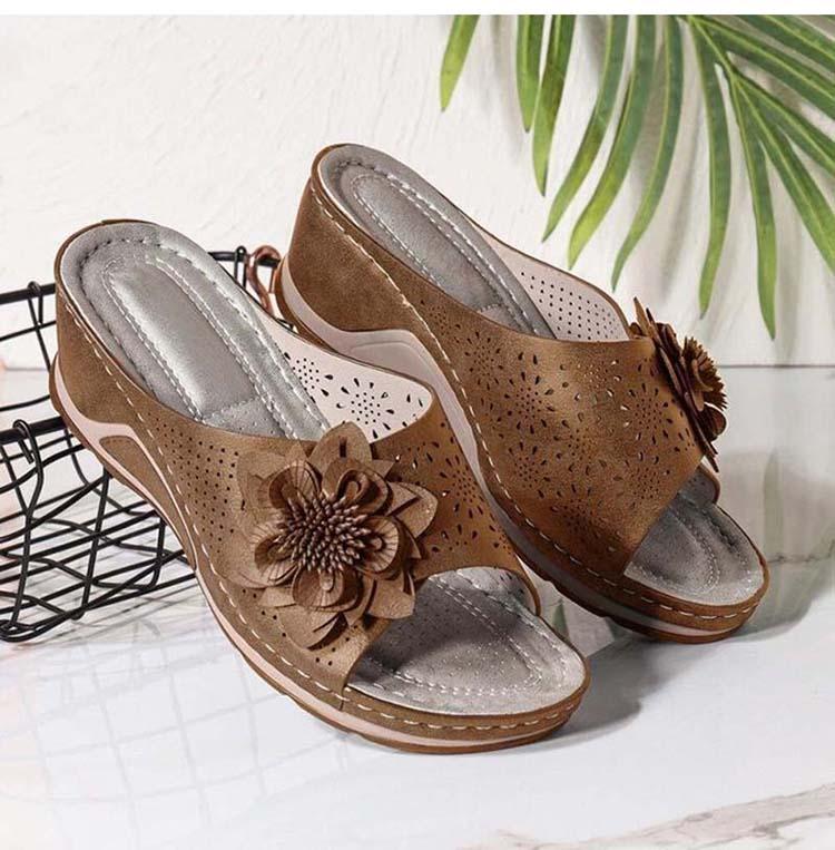 Verano 2021 flores de tacón alto sandalias casuales de moda al aire libre para mujer