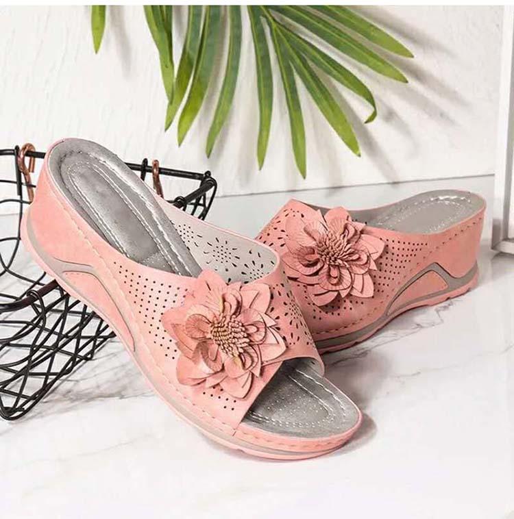 Verano 2021 flores de tacón alto sandalias casuales de moda al aire libre para mujer