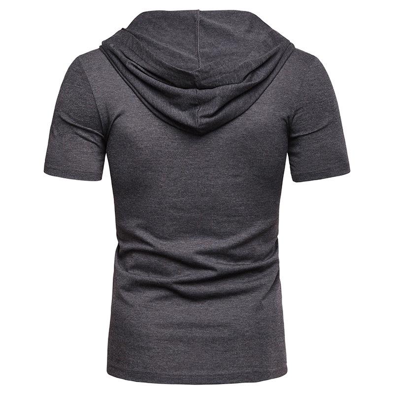 Camiseta de manga corta para hombre con capucha y correa suelta ropa de hombre
