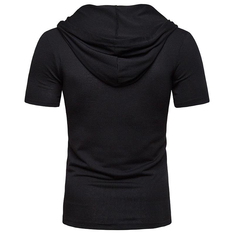 Camiseta de manga corta para hombre con capucha y correa suelta ropa de hombre