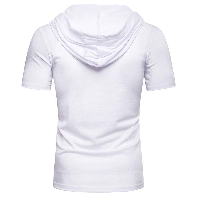 Camiseta de manga corta para hombre con capucha y correa suelta ropa de hombre