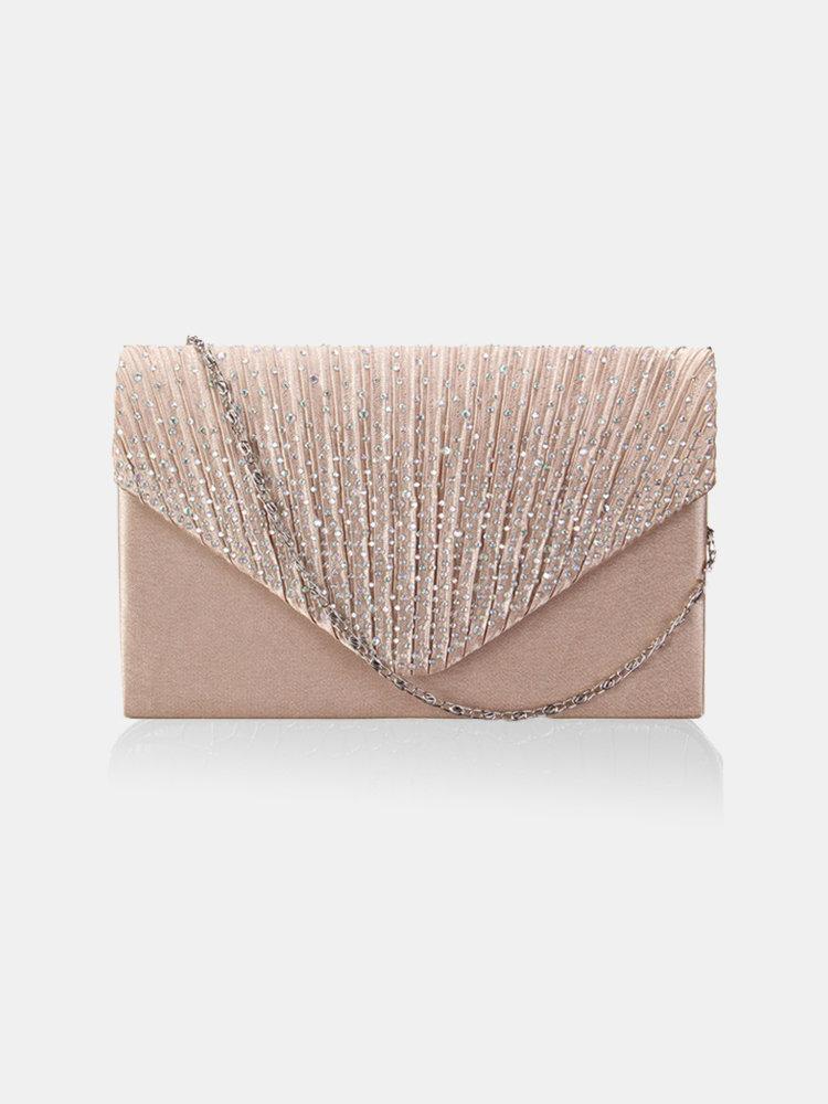 Señoras elegante noche satinado nupcial Diamante Clutch Bolsa Hombro Bolsa Crossbody Bolsa