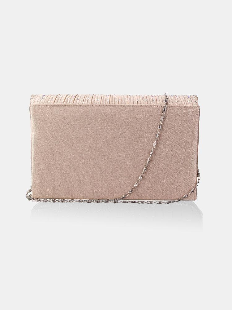 Señoras elegante noche satinado nupcial Diamante Clutch Bolsa Hombro Bolsa Crossbody Bolsa