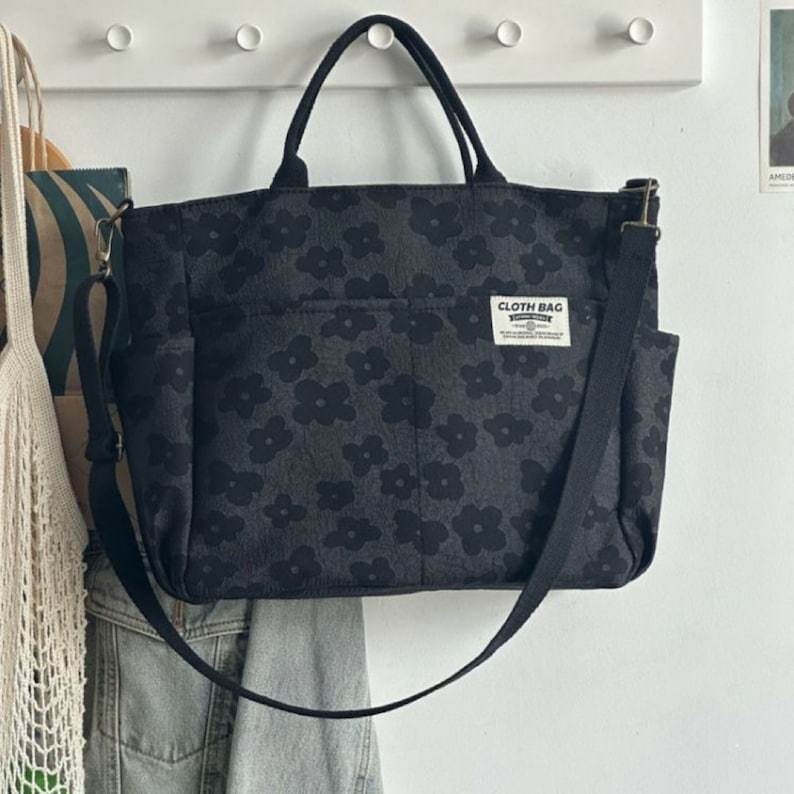 [W-Bolso] Bolsa De Lona Clásica De Bolsillo Múltiple Casera Original