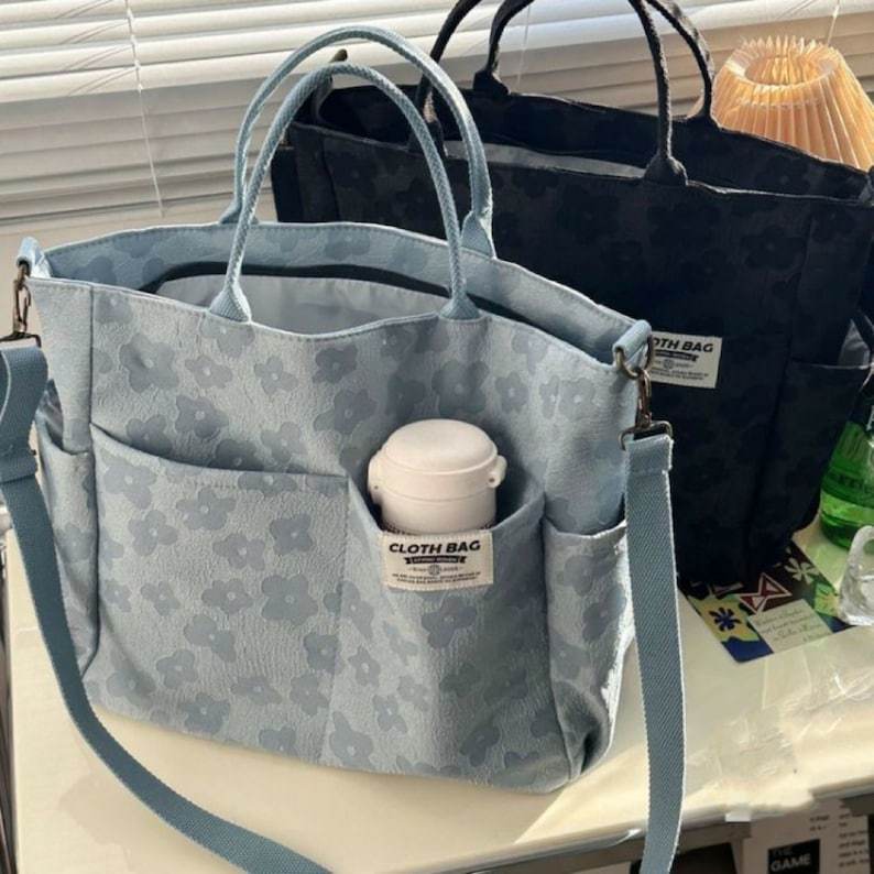 [W-Bolso] Bolsa De Lona Clásica De Bolsillo Múltiple Casera Original