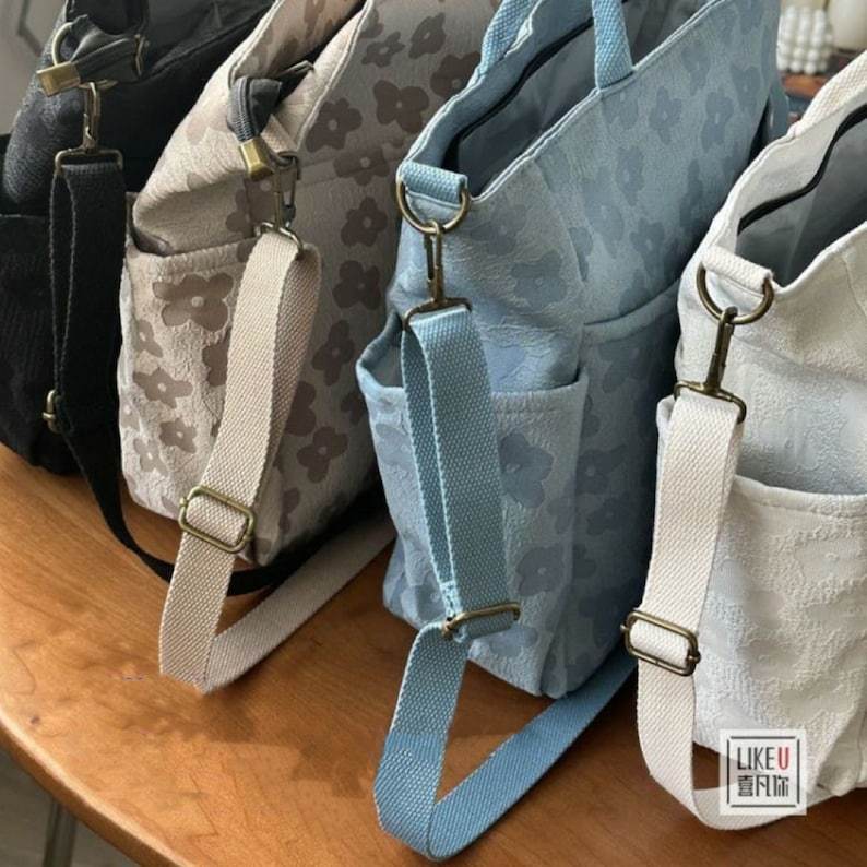 [W-Bolso] Bolsa De Lona Clásica De Bolsillo Múltiple Casera Original