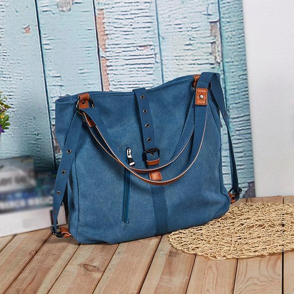 2021 Estilo Bolsos De Las Mujeres 2-en-1 Mochila Lona Mochila-hombro Bolsa