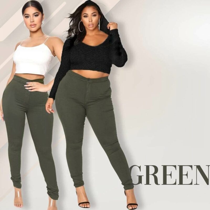 Vaqueros De Mezclilla Elásticos De Cintura Alta Adelgazantes De Talla Grande