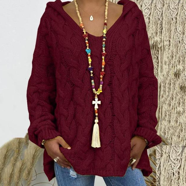 ¡Wow! 🔥2020 Hot Sale🔥Suéter con capucha de punto trenzado de color sólido - MXbueno