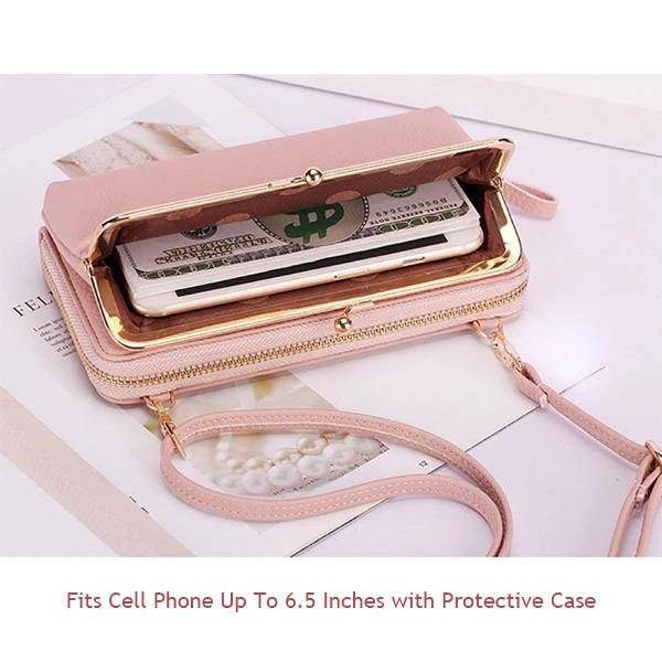 Bolsa de teléfono crossbody Kiss-lock multifuncional de gran capacidad - MXbueno