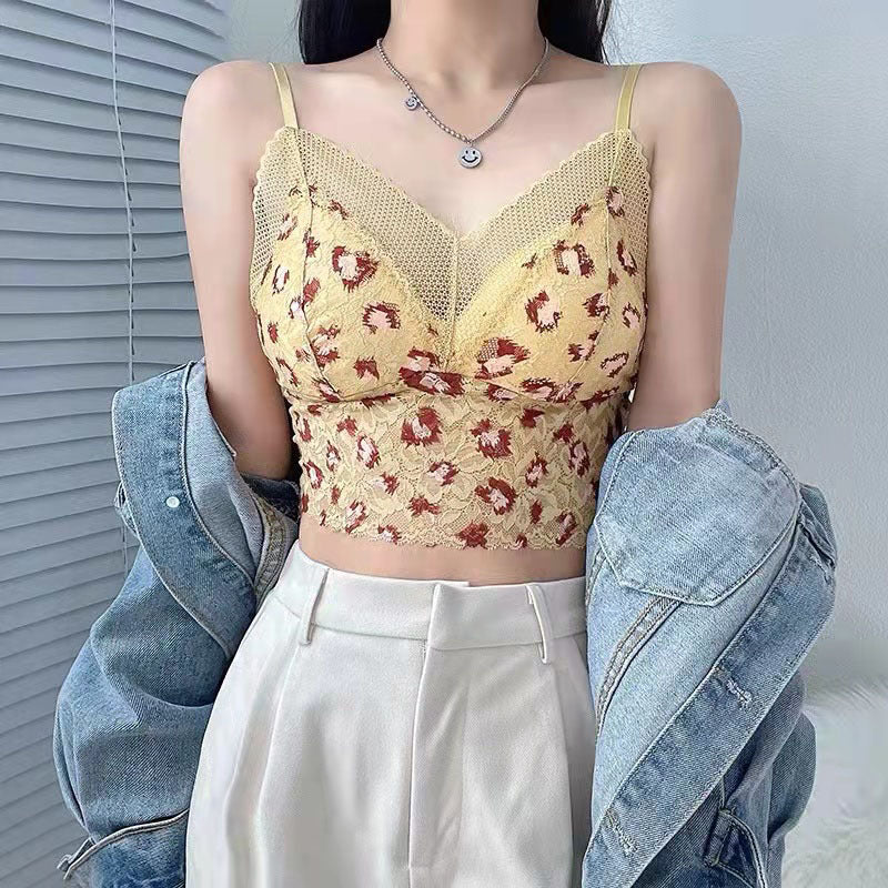 [W-Ropa Interior] Top De Tubo De Seda Hielo Con Ropa Interior De Encaje Negro