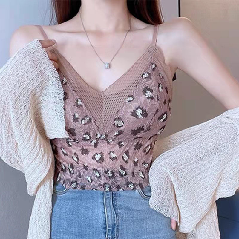 [W-Ropa Interior] Top De Tubo De Seda Hielo Con Ropa Interior De Encaje Negro