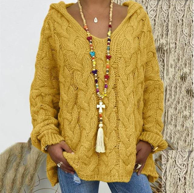 ¡Wow! 🔥2020 Hot Sale🔥Suéter con capucha de punto trenzado de color sólido - MXbueno